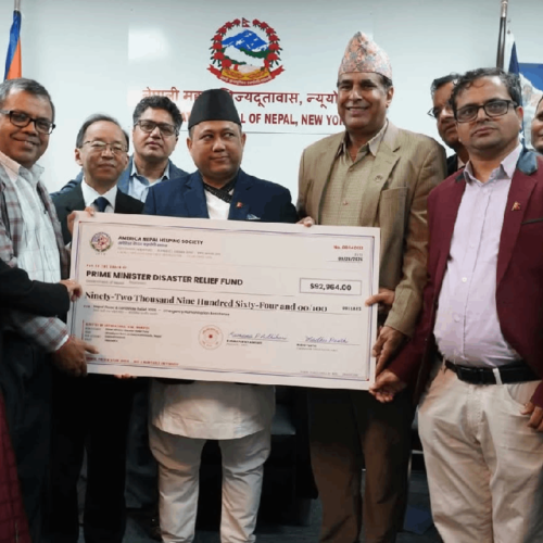 राहत कोषमा अमेरिका–नेपाल सहयोगी समाजद्वारा १ करोड ४२ लाख हस्तान्तरण